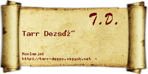 Tarr Dezső névjegykártya
